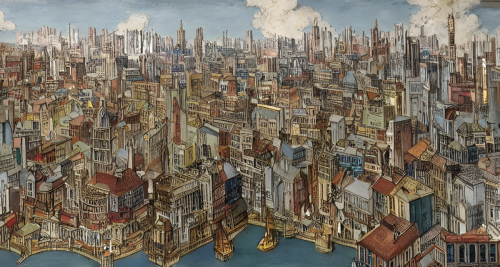 sd-A painting of a city in which all the buildings are made of crystal by Walter Crane-0