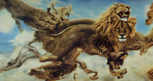sd-Hyper-terrestrial animals in a painting such as a lion with wings or a dragon in a natural landscape by Alan Lee and Ayami Kojima-0