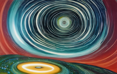 sd-Intergalactic stargate portal in the middle of a starry night with a swirling vortex of energy and light by Robert Williams-1