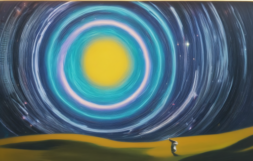 sd-Intergalactic stargate portal in the middle of a starry night with a swirling vortex of energy and light by Sidney Nolan-1